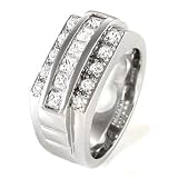 Sterling Silver Cubic Zirconia Man Ring - size 10