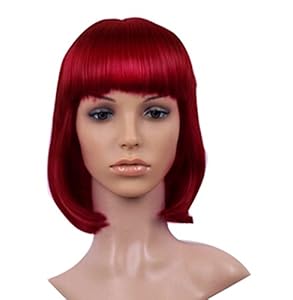 New Design Fashion Cartoon -Type High-temperature Wire Wig Bobo Head-red Wine