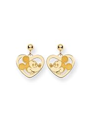 Disney Yellow Gold Heart Mickey Mouse Post Earrings