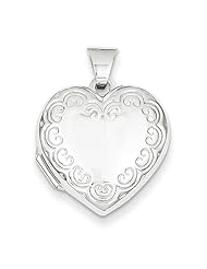 14k White Gold Domed Heart Locket. Metal Wt- 1.44g