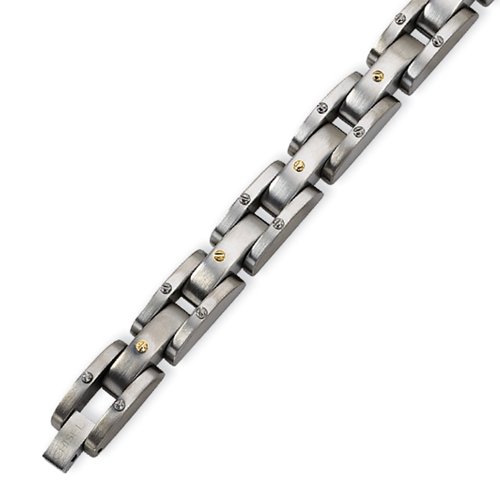 Men’s 24K Gold Overlay and Titanium Rivet Bracelet