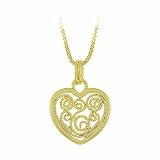 Vermeil (24k Gold over Sterling Silver) Sterling Silver Filigree Heart Pendant