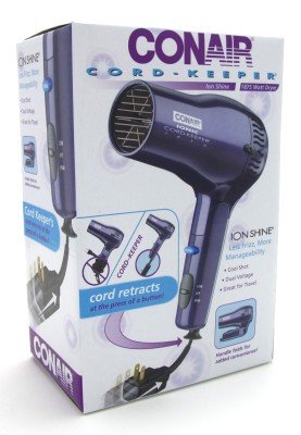 Conair Cord-Keeper 1875 Watt With Folding Handle (3-Pack) with Free Nail File
