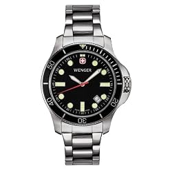 Wenger Men's 72326 Battalion III Diver Black Dial Steel Bracelet Watch