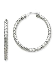 3.5mm, Round Mesh Hoop Earrings in 14K White Gold, 35mm (1 3/8")