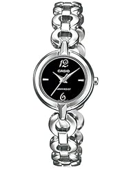 Casio Womens Core LTP1349D-1C Silver Stainless-Steel Quartz Watch with Black Dial