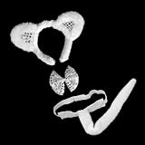 Deluxe White Cat Ears Costume Accessory Set ~ Halloween Cat Costume Accessories