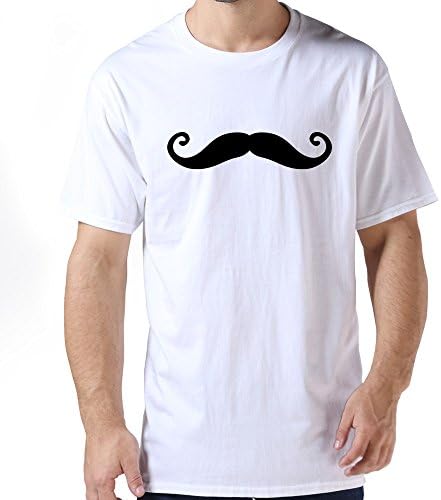HUASH O Neck Men's Funny Mustache T-Shirt Size XS White