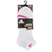 adidas Women's Cushioned Low Cut Socks (3-Pair), White/Solar Pink Night Flash Vivid Mint, Medium, (Shoe Size 5-10)