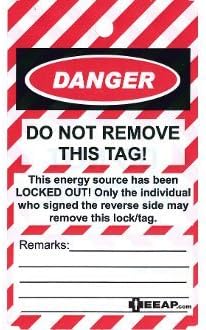 Lockout/tagout Tag