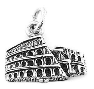 Sterling Silver One Sided Rome Colosseum Building Charm