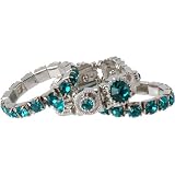 December Birthstone Blue Zircon Crystal Stacking Stretch Ring Trio