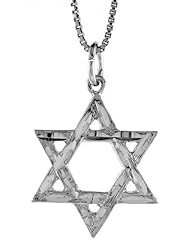 Sterling Silver Star of David Pendant, 7/8 inch