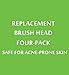 Brush Heads for Acne Prone Skin Compatible with Mia, Mia 2, Mia 3, Aria, Pro, Smart Profile, PLUS, Smart Profile, Alpha Fit and Radiance, 4 Replacement Refills