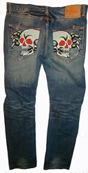 Men's Ed Denim Jeans Jerry Spider Skull Available in Many Sizes