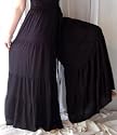 BLACK PANT GAUCHOS RUFFLE TIERS WIDE fits - M L XL 1X 2X - S221S LOTUSTRADERS