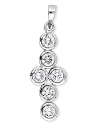 Bezel Set Round Cubic Zirconia Silver Journey Pendant