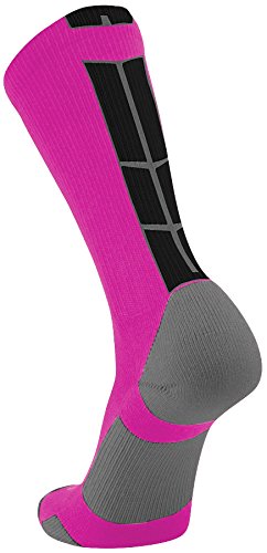 Baseline 3.0 Athletic Crew Socks (Neon Pink/Graphite/Black, Medium)