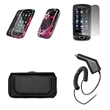 414IlQjhfXL. SL160  Samsung Reality U820 Premium Black Leather Carrying Pouch+Heart Flowers Design Hard Snap on Case Cover+Premuim LCD Screen Protetor+Premium Rapid Car Charger Combo For Samsung Reality U820