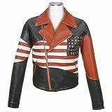Forzieri Stars & Stripes USA Flag Men's Genuine Leather Jacket