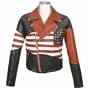 Forzieri Stars & Stripes USA Flag Men's Genuine Leather Jacket