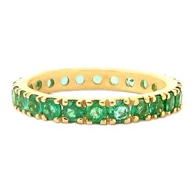 14K Yellow or White Gold Gem All the Way 'round Eternity Band Ring-Emerald-full, half sizes from 5-8.5