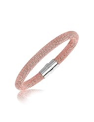 Sterling Silver Pink Plated Popcorn Bangle