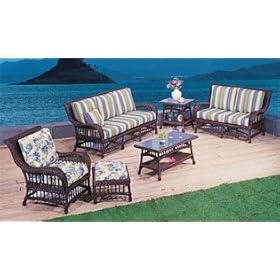 Key Largo All Weather Wicker 6 Piece Set-Dark Cherry by DF Wicker Rattan