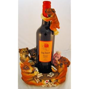 Final Poker Chips Table Dogs Wine Bottle Holder with Bottle Hanger 2 Piece Set by 