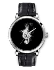 SPRAWL Aanalog Fashion Series Silver Ladies Watches of Genuine Black Leather Strap,Unique Wrist Watch for Women Girls Designed with Flaming symbol of music