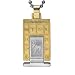 Embossed Zodiac Sign Silver and Gold Tone Rectangular Stainless Steel Pendant Necklace - Aries 24