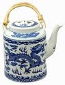Best Simple Gift Ideas Mother's Father's Day 2009 - 7" Ming Blue & White Porcelain Teapot w/ Dragon Art