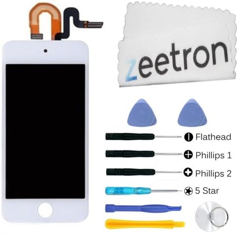 Zeetron Premium Replacement Glass Screen LCD Replacement Screen for iPod Touch 5th Gen + Tools + Cloth White