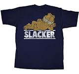 Garfield Slacker Distressed Navy Adult T-shirt Tee