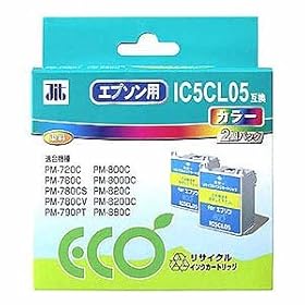 【クリックでお店のこの商品のページへ】JIT エプソン IC5CL05W 対応リサイクルインク2個入 (カラー) IC5CL05W JIT-E05C2P