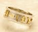 Personalized Egyptian Band Rings with Hieroglyphic Symbols in Silver with Gold Hieroglyphics