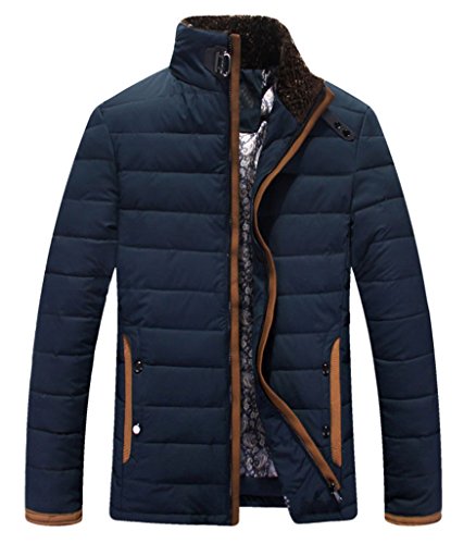 ZSHOW Men's Winter Double Hooded Thicken Quilted Cotton Jacket(Navy,X-Large)