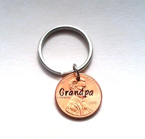 New Grandpa Stamped Penny Keychain