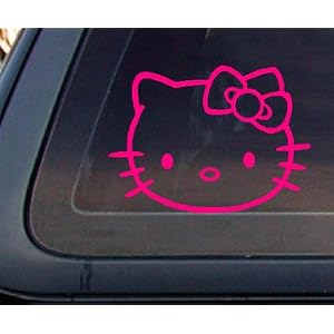 Hello Kitty Face 5" WIDE Car Decal / Sticker - HOT PINK