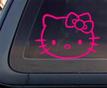 Hello Kitty Face 5″ WIDE Car Decal / Sticker – HOT PINK