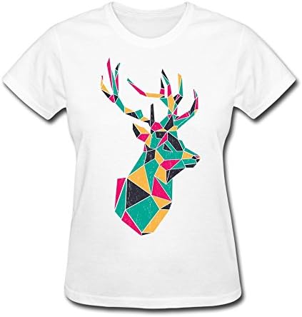 A Deer Made Of Irregular Figure Animal Women's 100% Cotton Tshirts Size XL White
