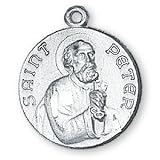 Fine Pewter Saint Peter Medal and 18-inch Chain