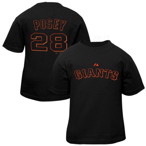 MLB Infant/Toddler Boys' San Francisco Giants Buster Posey Pullover Tee with Name & Number (Black, 12 Months)