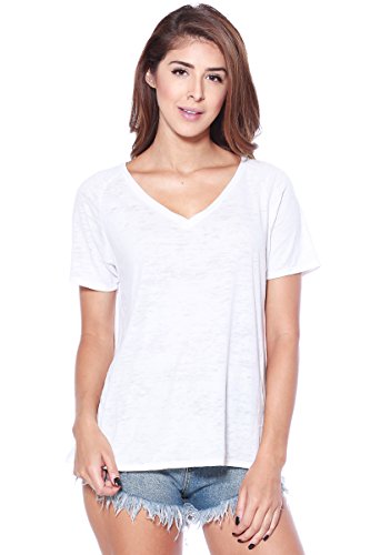 A+D® Womens Casual V-neck Burnout Knit Top with Raglan Sleeves