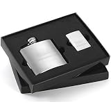 Engraved Brushed Flask and Zippo Lighter Gift Set