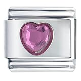 July Ruby Birthstone Heart Italian Charms Bracelet Link