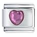 July Ruby Birthstone Heart Italian Charms Bracelet Link