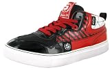 SHMACK MP5 Mens Hip Hop Fashion Athletic Faux Patent Leather Stripe Shoes Sneakers Black Red