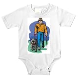 Onesie with man, human, body, help, individuals, blind, individual, persons, newfoundland, dogs, cross, humans, people, person, dog, assist, street