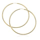 14k Yellow Gold Large Eternity Hoop Earrings